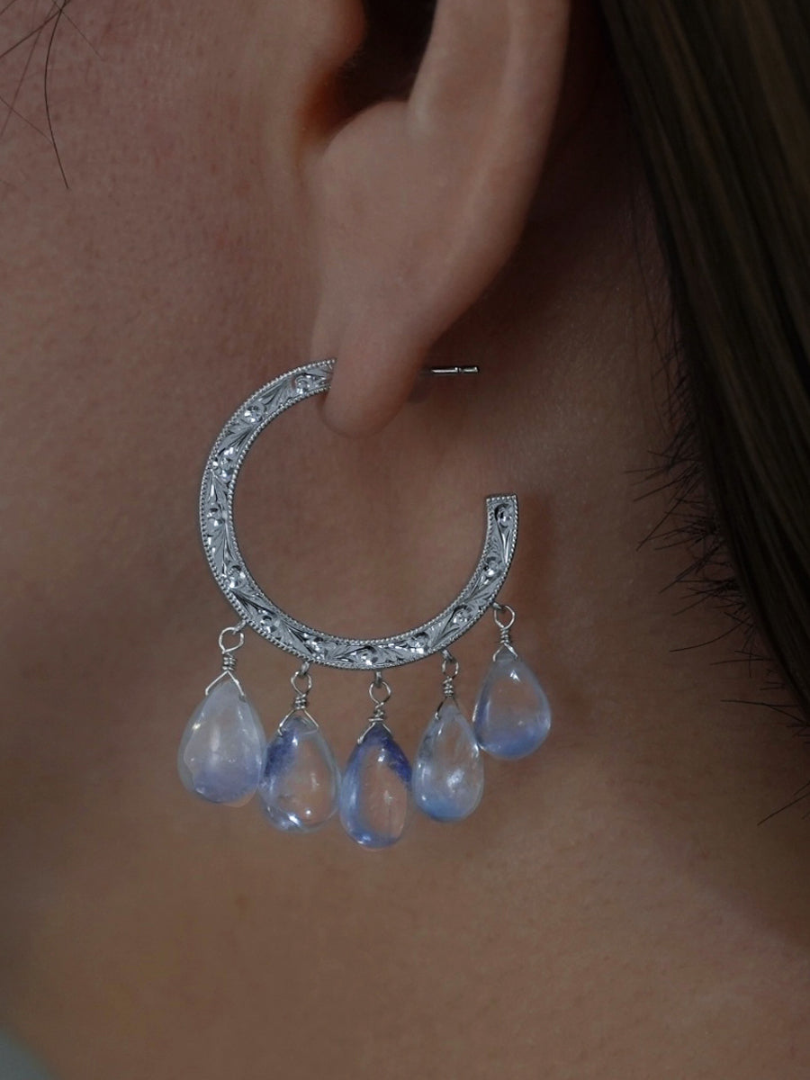 Nile hoop pierce_Dumortierite in Quartz　＜１点もの＞