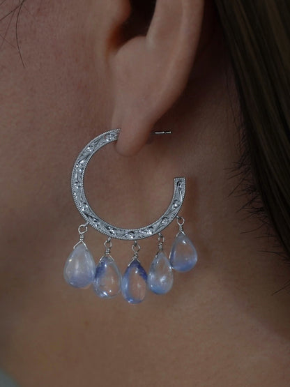 Nile hoop pierce_Dumortierite in Quartz　＜１点もの＞