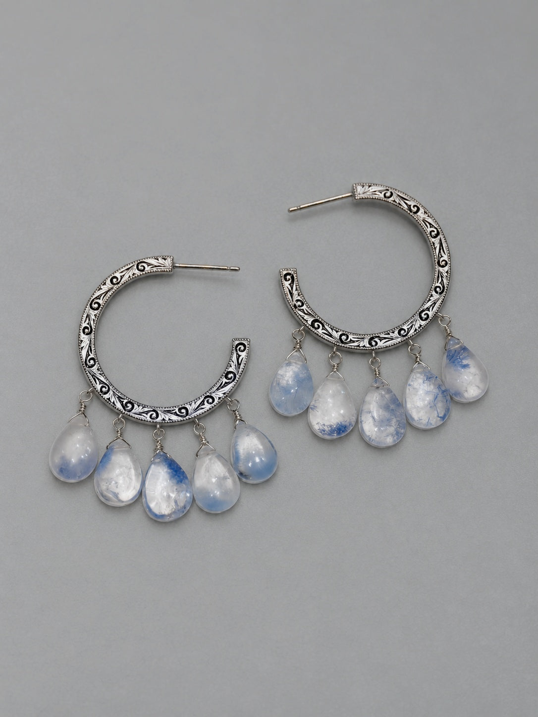 Nile hoop pierce_Dumortierite in Quartz　＜１点もの＞