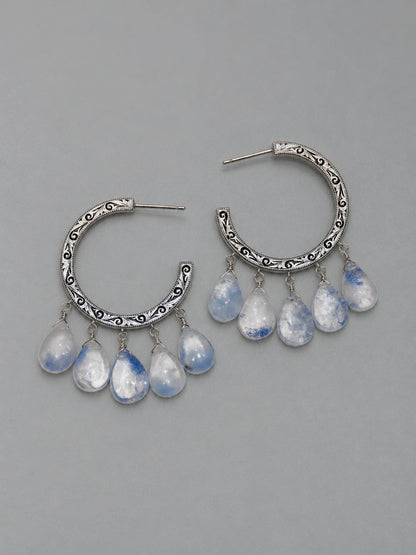 Nile hoop pierce_Dumortierite in Quartz　＜１点もの＞