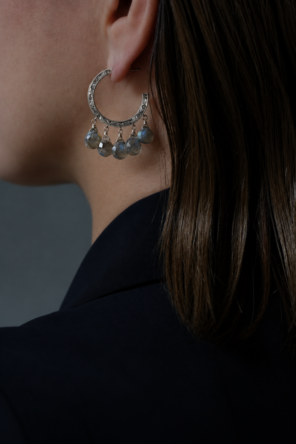 Nile hoop pierce_labradorite　＜１点もの＞