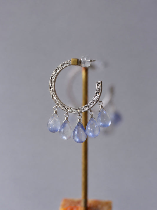 Nile hoop pierce_Dumortierite in Quartz　＜１点もの＞