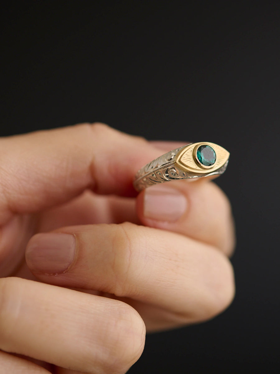 Evil eye Signet Ring_tourmaline