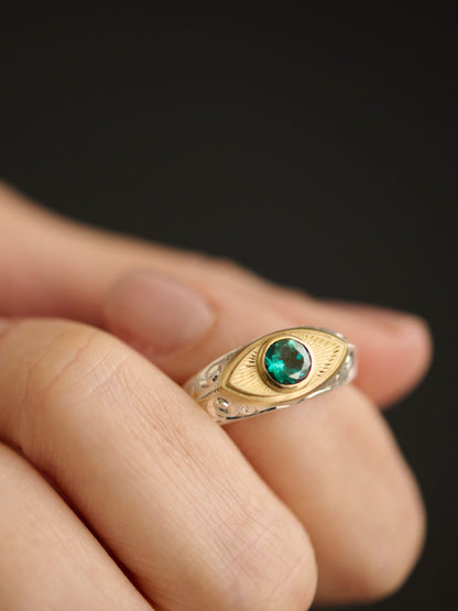 Evil eye Signet Ring_tourmaline